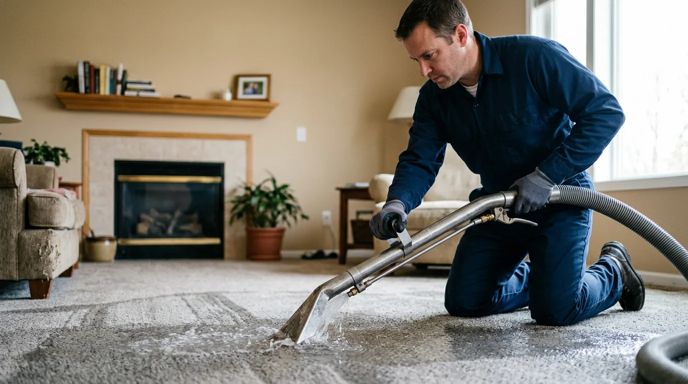 Water damage restoration technician working near Titusville, NJ